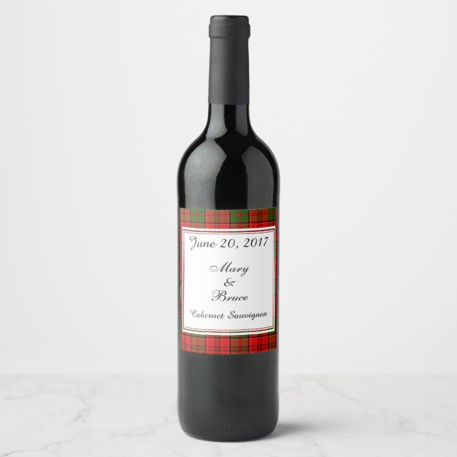 Etiqueta Para Botella De Vino Grant Scottish Boda Wine Label (Anverso)