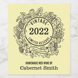Etiqueta Para Botella De Vino Grapevina vinícola casera personalizada