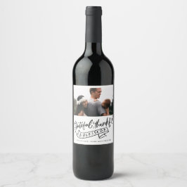 Etiqueta Para Botella De Vino Grateful Thankful Blessed Photo Christmas