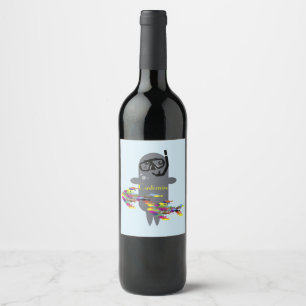 Etiqueta Para Botella De Vino Gray Seal Thunder_Cove