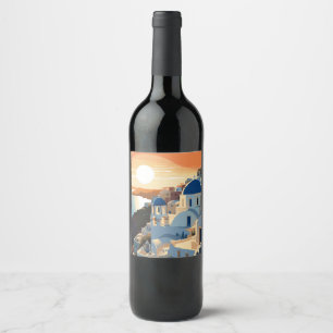 ETIQUETA PARA BOTELLA DE VINO GRECIA SANTORINI #1