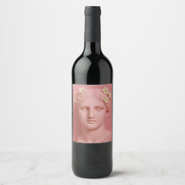 Etiqueta Para Botella De Vino Greek Pink Wine Label.