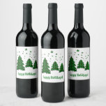 Etiqueta Para Botella De Vino Green Buffalo Plaid Wine Bottle Gift Labels<br><div class="desc">Dress up your wine bottles with these festive green buffalo pine tree wine labels personalized with your editable message. Great for hostess and Christmas gifts! Also,  terrific for Christmas and holiday parties. Shown is the message Happy Holidays in festive green font.</div>