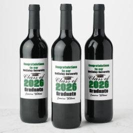 Etiqueta Para Botella De Vino Green Class of 2026 Graduation Party Custom