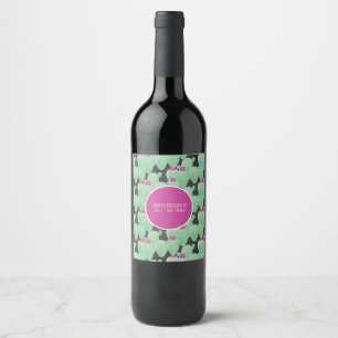 Etiqueta Para Botella De Vino Green Pattern Cactus