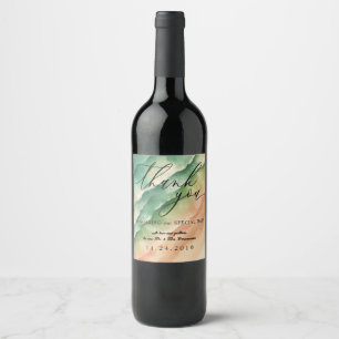 Etiqueta Para Botella De Vino Green Sand Ocean Beach Summer Watercolor Boda