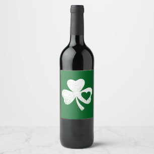 Etiqueta Para Botella De Vino Green St Patricks Day Irish Patty's Heart Shamrock