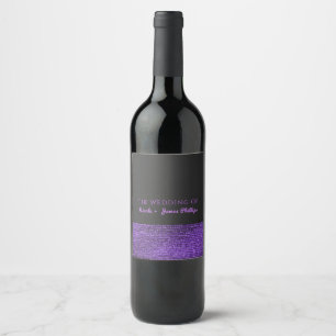 Etiqueta Para Botella De Vino Gris morado Moderno Secuencias de Glam Sello de Vi