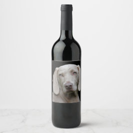 Etiqueta Para Botella De Vino Gris plateado de Weimaraner