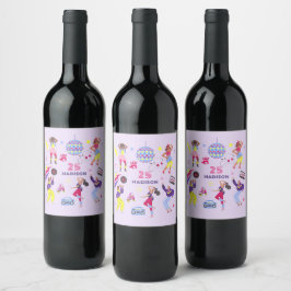 Etiqueta Para Botella De Vino Groovy Disco Lila Fiesta Millennial Retro