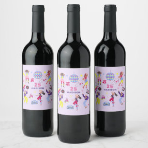 Etiqueta Para Botella De Vino Groovy Disco Lila Fiesta Millennial Retro