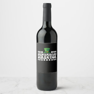 Etiqueta Para Botella De Vino Groovy St Patrick's Day Irish, director de Shenani