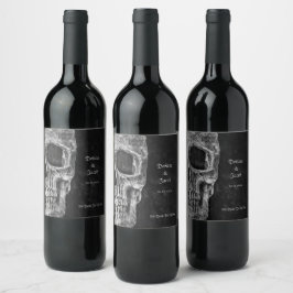 Etiqueta Para Botella De Vino Grunge Blanco Y Negro De Guay De Media Calavera Gó