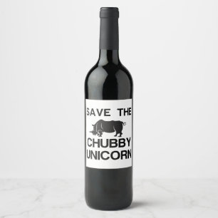 ETIQUETA PARA BOTELLA DE VINO GUARDAR EL CHUBBY UNICORN RHINO