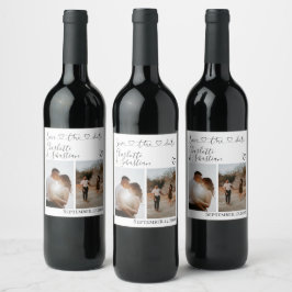 Etiqueta Para Botella De Vino Guardar nuestra fecha manuscrita Corazón foto pers
