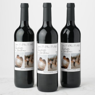 Etiqueta Para Botella De Vino Guardar nuestra fecha manuscrita Corazón foto pers