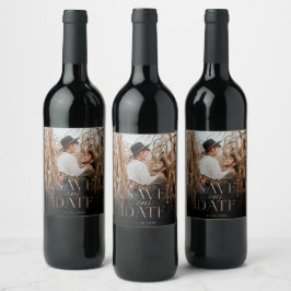 Etiqueta Para Botella De Vino Guardar nuestra fecha Rosa Oro Full Photo gradient