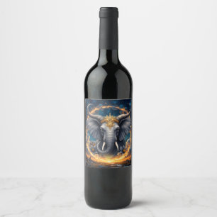 Etiqueta Para Botella De Vino Guardián Coronado de la Puerta Celestial el elefan