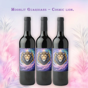 Etiqueta Para Botella De Vino Guardianes a la luz de la luna – León cósmico.