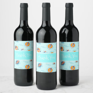 Etiqueta Para Botella De Vino Guay Blue pool fiesta Vibe de verano