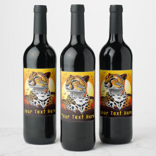 Etiqueta Para Botella De Vino Guepardo Felino Africano Animal Salvaje Negocio Cu