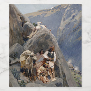 Etiqueta Para Botella De Vino Guerreros Apache: Emboscada en la caballería norte