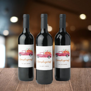Etiqueta Para Botella De Vino Guión de calabaza de camionetas rojas amigables