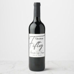 Etiqueta Para Botella De Vino Guión de cincuenta y fabuloso Fiesta de cumpleaños