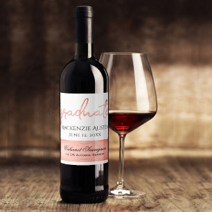 Etiqueta Para Botella De Vino Guión de coral de grado   Cartas manuales con año