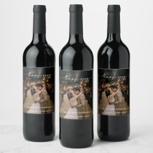 Etiqueta Para Botella De Vino Guión de foto de agradecimiento Favor de boda