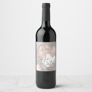 Etiqueta Para Botella De Vino Guión de foto de compromiso elegante de boda 