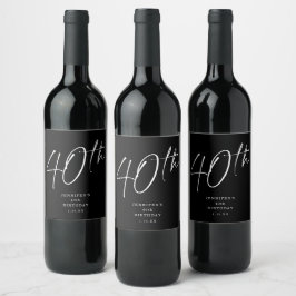 Etiqueta Para Botella De Vino Guión de Moda moderna cuadragésimo 40 aniversario