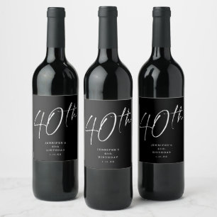 Etiqueta Para Botella De Vino Guión de Moda moderna cuadragésimo 40 aniversario 