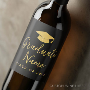 Etiqueta Para Botella De Vino Guión de nombre de grado con tapa - Graduación de 