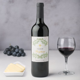 Etiqueta Para Botella De Vino Guión de Relieve metalizado dorado Faux Foliage Fo