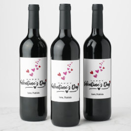 Etiqueta Para Botella De Vino Guión del El día de San Valentín rosado rojo de co