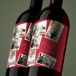 Etiqueta Para Botella De Vino Guión elegante multifotográfico rojo
