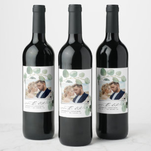 Etiqueta Para Botella De Vino Guión moderno elegante foto vintage eucaliptus inv