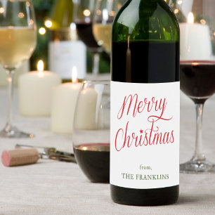 Etiqueta Para Botella De Vino Guión moderno personalizado Regalo navideño de Fel