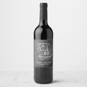 Etiqueta Para Botella De Vino Guión tipográfico de chalkboard para comer bebida 