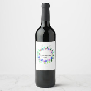 Etiqueta Para Botella De Vino guirnalda colorida corona Navidad texto nombre