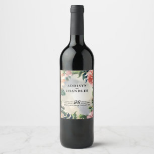 Etiqueta Para Botella De Vino Guirnalda del jardín sereno: Elegancia floral past