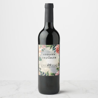 Etiqueta Para Botella De Vino Guirnalda del jardín sereno: Elegancia floral past