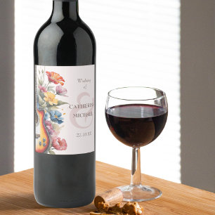 Etiqueta Para Botella De Vino Guitar Silvestre Ampersand Musical Boda