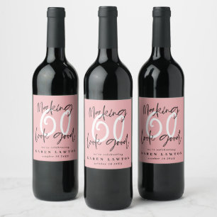 Etiqueta Para Botella De Vino Haciendo mirada 60 la buena celebración colorida