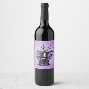 Etiqueta Para Botella De Vino Hada oscura y suave con alas de murciélago
