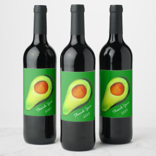 Etiqueta Para Botella De Vino Hadicto al aguacate arte lindo verde
