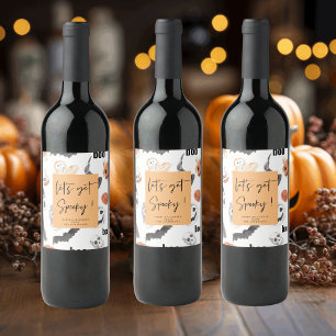 Etiqueta Para Botella De Vino Hagamos Spooky   Fiesta de Halloween  