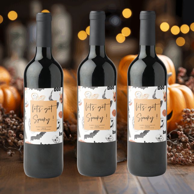 Etiqueta Para Botella De Vino Hagamos Spooky | Fiesta de Halloween | (Subido por el creador)