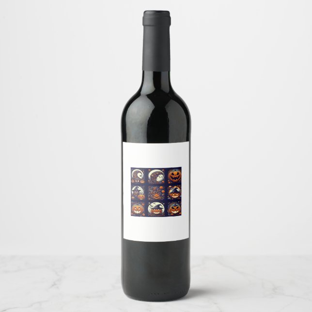 Etiqueta Para Botella De Vino Halloween (Anverso)
